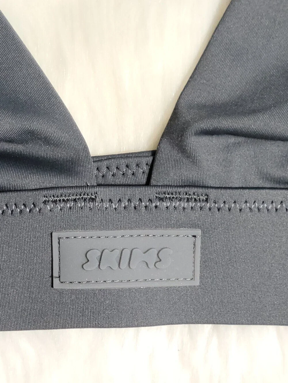 SKIMS Swim Plunge Bikini Top Grey Gunmetal Women 3X NEW